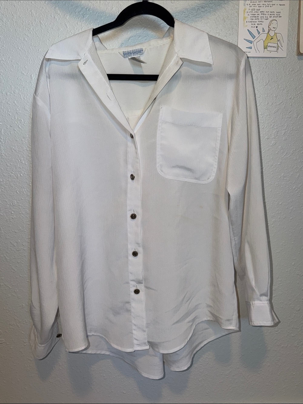 White Long-Sleeve Button-Down Shirt